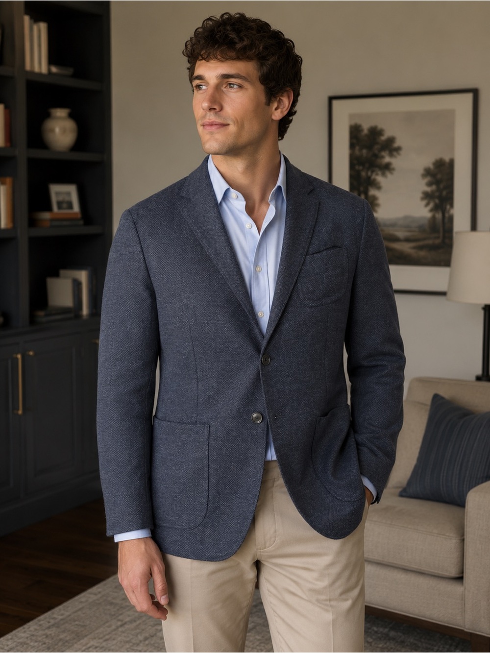 GAP Men's Dark Navy Textured blazer